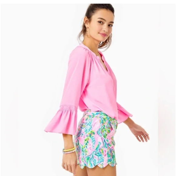 Lilly Pulitzer Pink Scalloped Knit Unicorn of the Sea Shorts - Picture 4 of 8